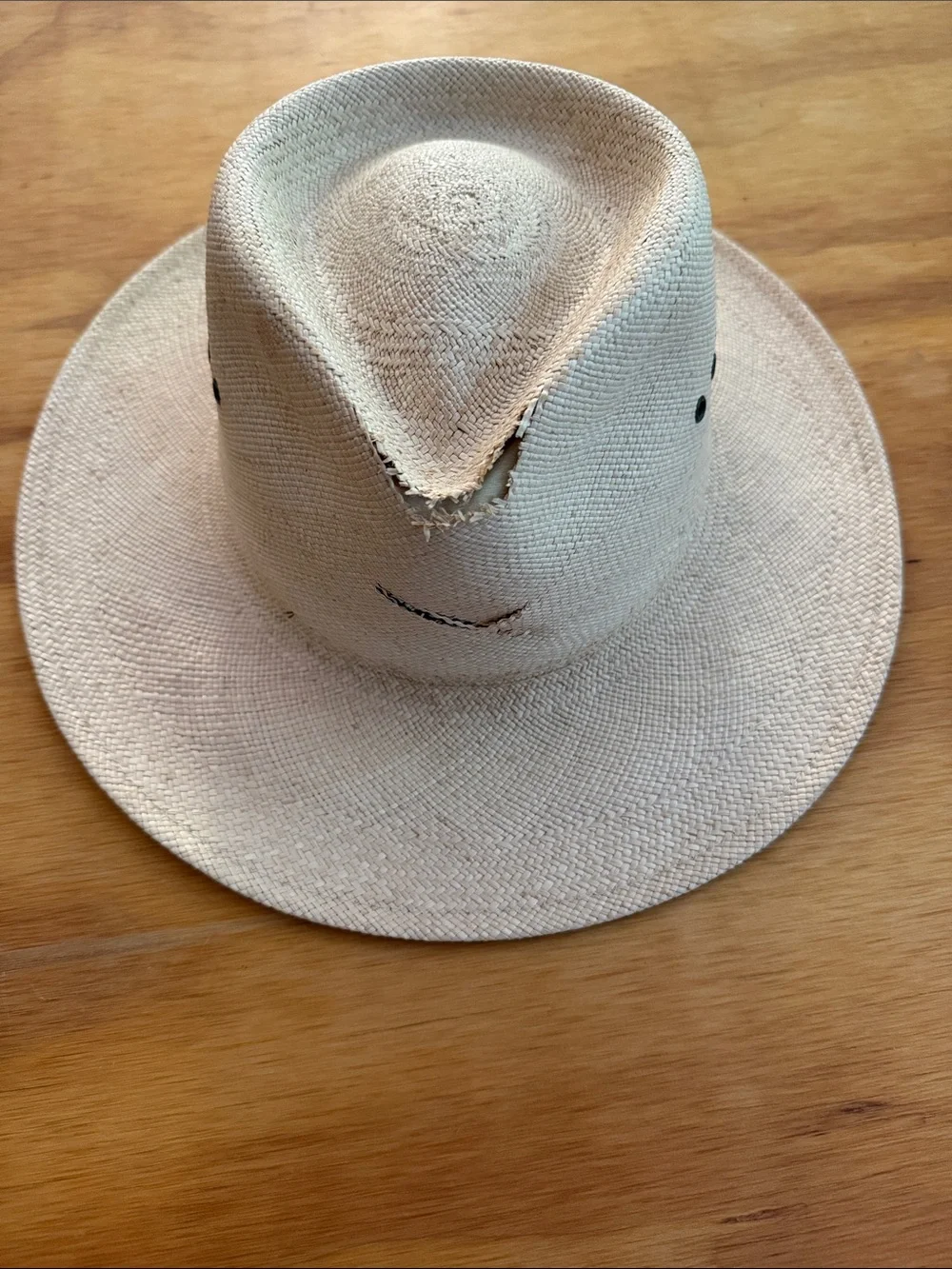 Christy Natural Straw Panama-Style Fedora Hat